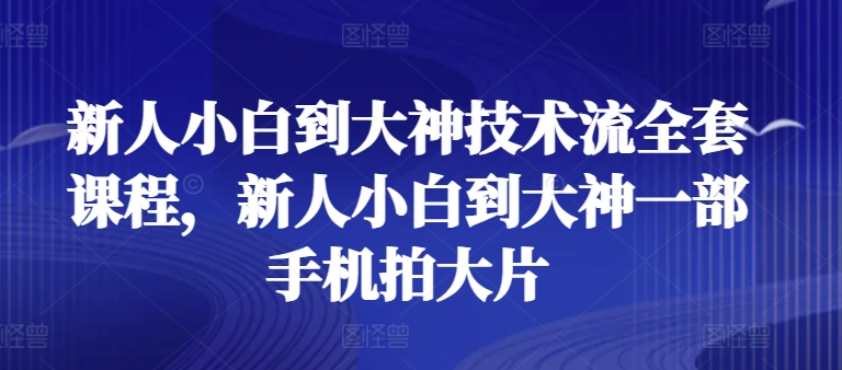 新人小白到大神技术流全套课程，新人小白到大神一部手机拍大片-可创副业网