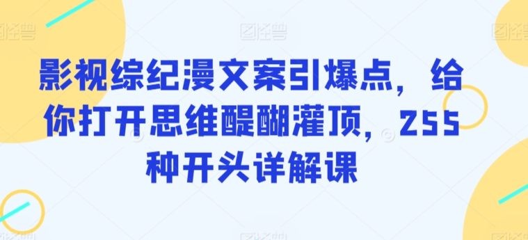 影视综纪漫文案引爆点，给你打开思维醍醐灌顶，255种开头详解课-可创副业网