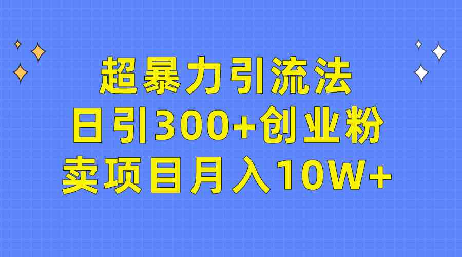 （9954期）超暴力引流法，日引300+创业粉，卖项目月入10W+-可创副业网