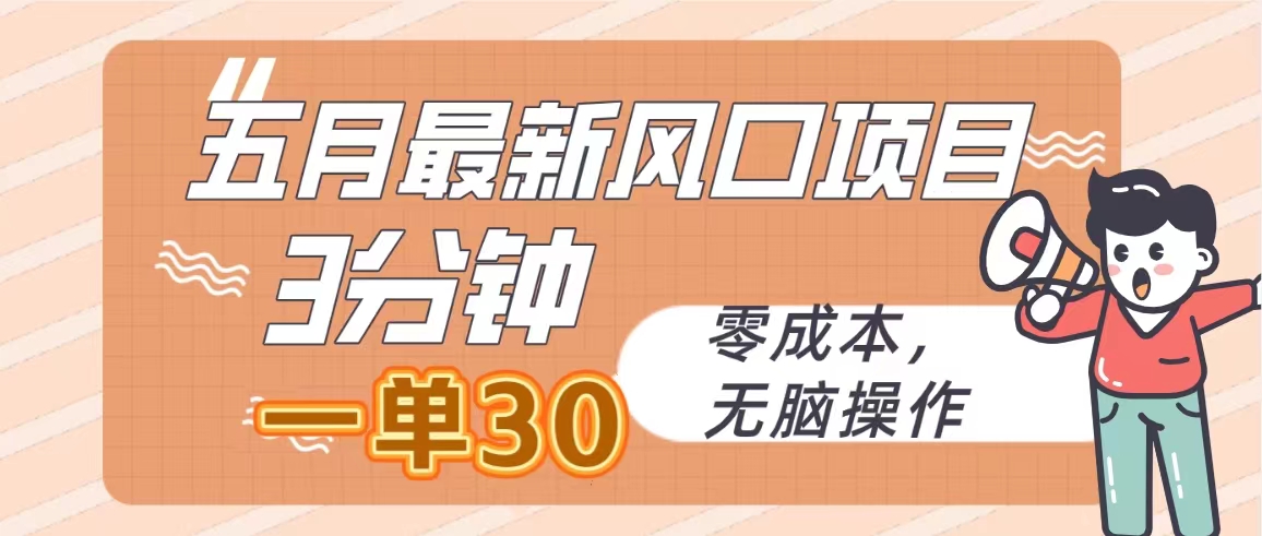（10256期）五月最新风口项目，3分钟一单30，零成本，无脑操作-可创副业网