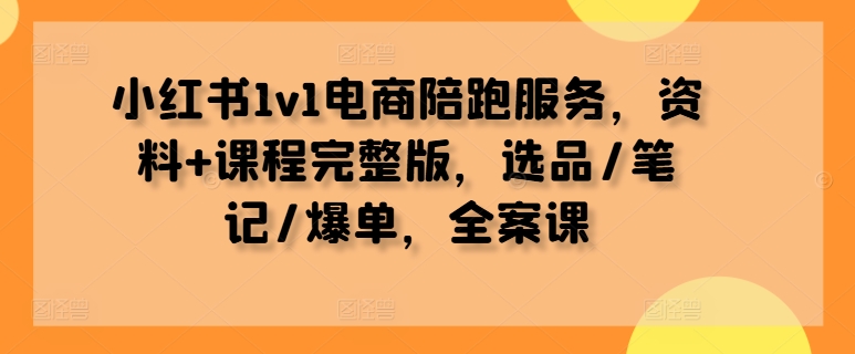 小红书1v1电商陪跑服务，资料+课程完整版，选品/笔记/爆单，全案课-可创副业网