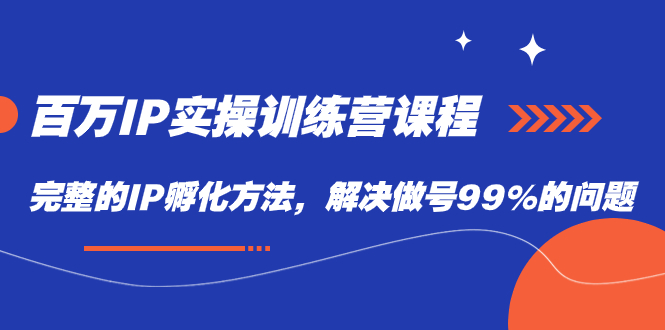 百万IP实战训练营课程，完整的IP孵化方法，解决做号99%的问题-可创副业网