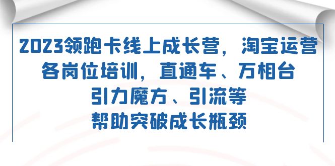 2023领跑·卡 线上成长营 淘宝运营各岗位培训 直通车 万相台 引力魔方 引流-可创副业网