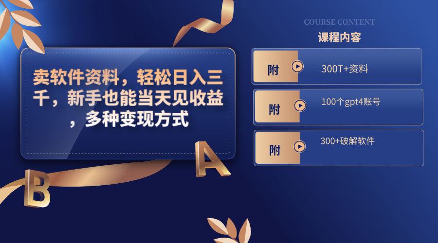 卖软件资料，轻松日入三千，新手也能当天见收益，多种变现方式-可创副业网