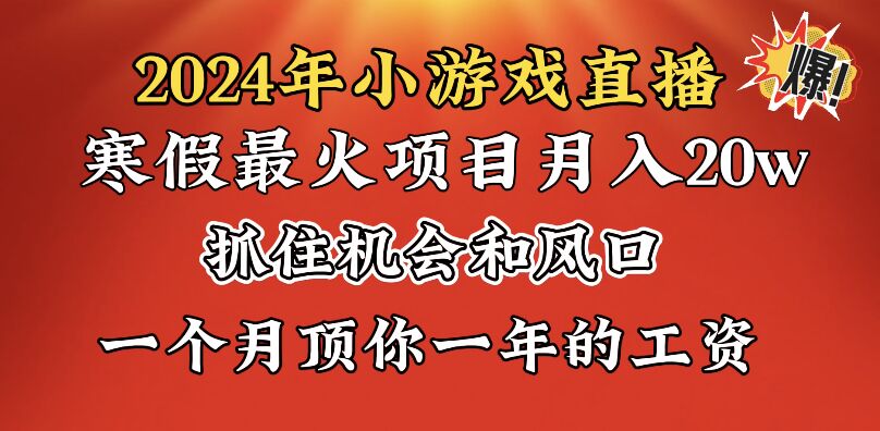 2024年寒假爆火项目，小游戏直播月入20w+，学会了之后你将翻身-可创副业网