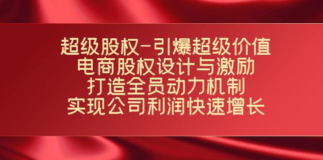 超级股权-引爆超级价值：电商股权设计与激励：打造全员动力机制 实现-可创副业网