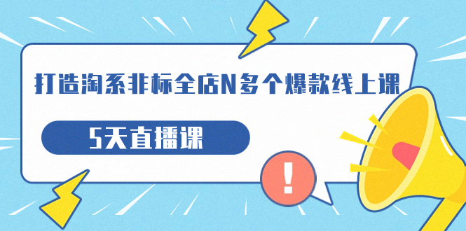 打造-淘系-非标全店N多个爆款线上课，5天直播课（19期）-可创副业网