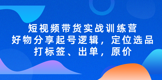 短视频带货实战训练营，好物分享起号逻辑，定位选品打标签、出单，原价-可创副业网