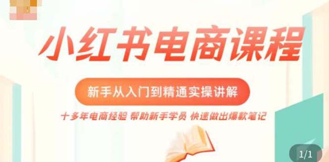 小红书电商新手入门到精通实操课，从入门到精通做爆款笔记，开店运营-可创副业网