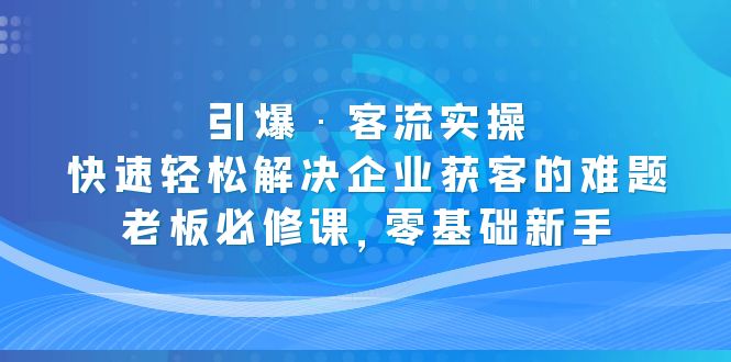 引爆·客流实操：快速轻松解决企业获客的难题，老板必修课，零基础新手-可创副业网