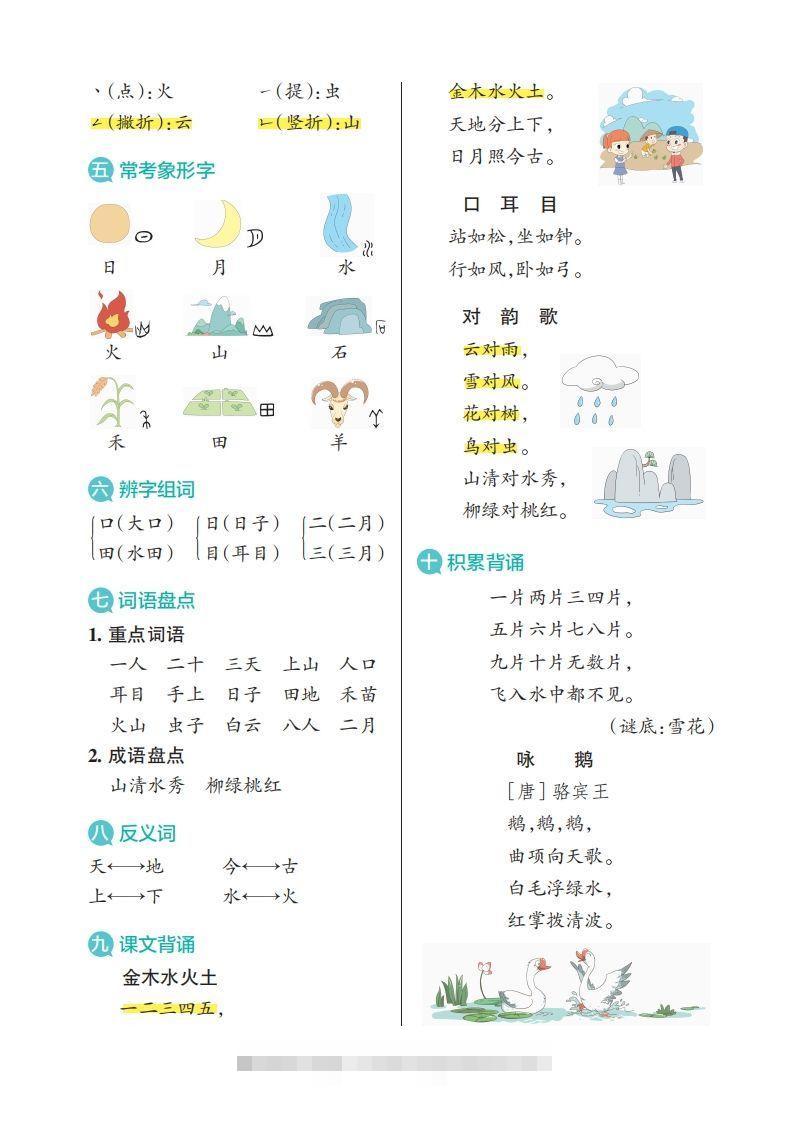 图片[2]-一上语文（核心考点梳理）-可创副业网