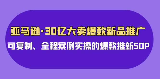 亚马逊30亿大卖爆款新品推广，可复制、全程案例实操的爆款推新SOP-可创副业网