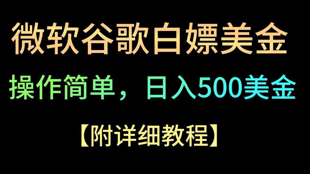 微软谷歌项目3.0，轻松日赚500+美金，操作简单，小白也可轻松入手！-可创副业网
