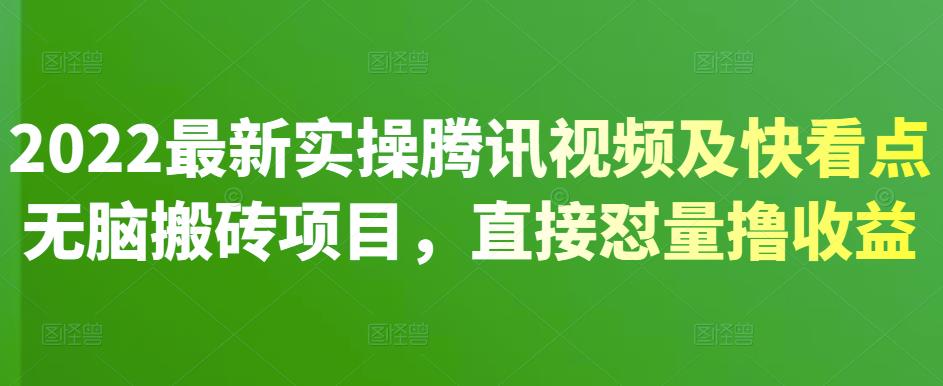 2022最新实操腾讯视频及快看点无脑搬砖项目，直接怼量撸收益￼-可创副业网