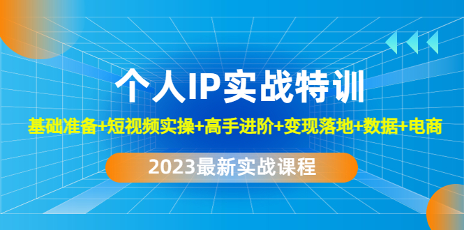 2023个人IP实战特训：基础准备+短视频实操+高手进阶+变现落地+数据+电商-可创副业网