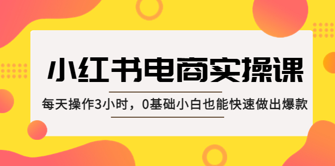 小红书·电商实操课：每天操作3小时，0基础小白也能快速做出爆款！-可创副业网