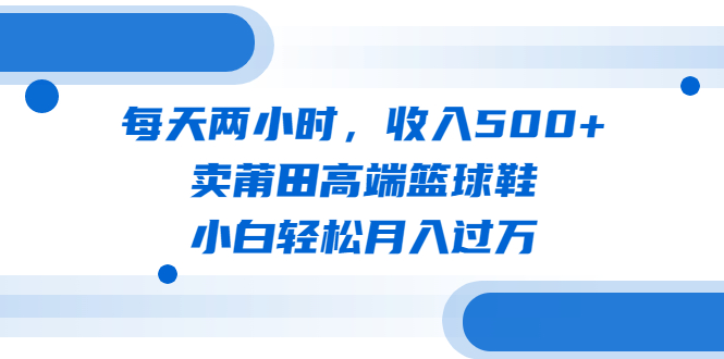 每天两小时，收入500+，卖莆田高端篮球鞋，小白轻松月入过万（教程+素材）-可创副业网