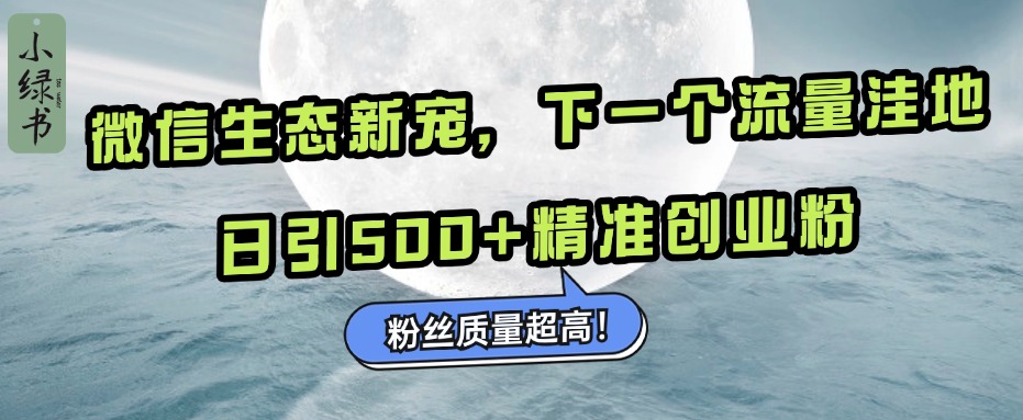 微信生态新宠小绿书：下一个流量洼地，粉丝质量超高，日引500+精准创业粉，-可创副业网