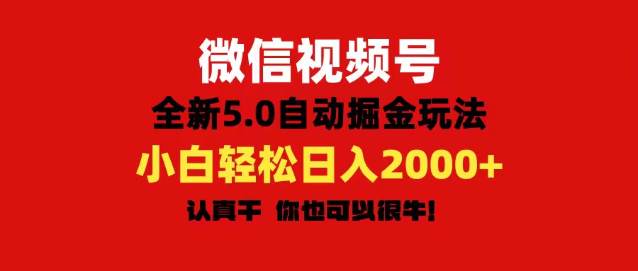 微信视频号变现，5.0全新自动掘金玩法，日入利润2000+有手就行-可创副业网