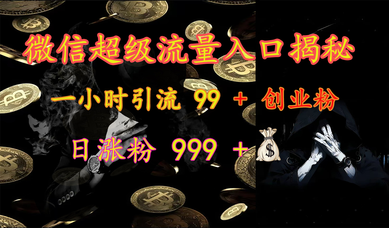 微信超级流量入口揭秘：一小时引流 99 + 创业粉，日涨粉 999 +【揭秘】-可创副业网
