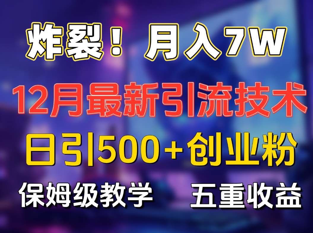 炸裂！月入7W+揭秘12月最新日引流500+精准创业粉，多重收益保姆级教学-可创副业网
