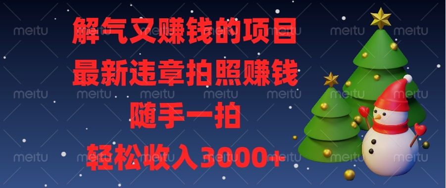 最新违章拍照赚钱，随手一拍，解气又赚钱的项目，轻松收入3000+-可创副业网