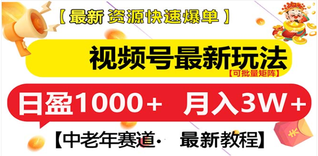 视频号独家玩法，老年养生赛道，无脑搬运爆款视频，日入1000+-可创副业网