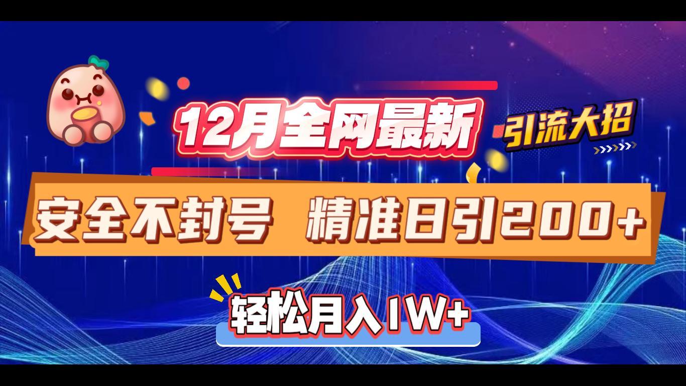 12月全网最新引流大招 安全不封号 日引精准粉200+-可创副业网