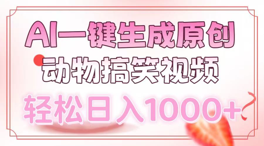AI一键生成原创动物搞笑视频，轻松日入1000+-可创副业网