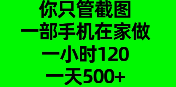 你只管截图，一部手机在家做，一小时120，一天500+-可创副业网