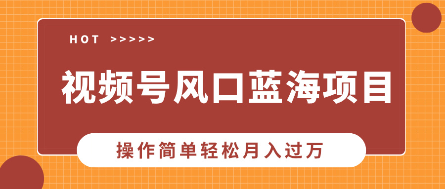 视频号风口蓝海项目，中老年人的流量密码，操作简单轻松月入过万-可创副业网