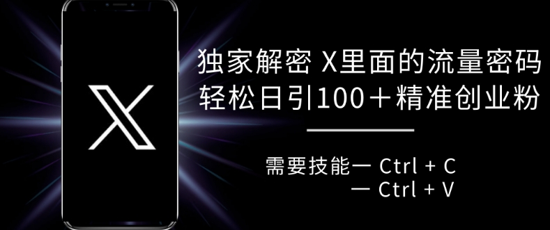独家解密 X 里面的流量密码，复制粘贴轻松日引100+-可创副业网