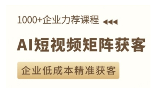 AI短视频矩阵获客实操课，企业低成本精准获客-可创副业网