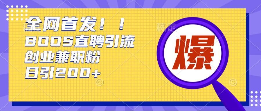 通过Boss直聘，每天轻松钓到200+多条创业大鱼的秘籍【揭秘】-可创副业网