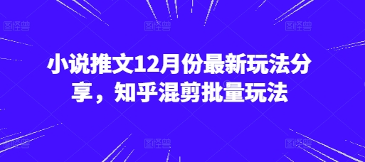 小说推文12月份最新玩法分享，知乎混剪批量玩法-可创副业网