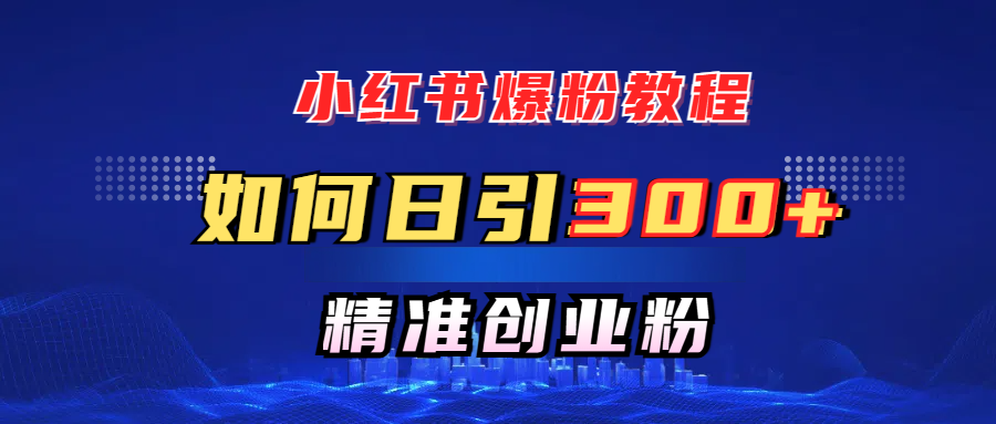 小红书爆粉教程，如何日引300+创业粉，快速实现精准变现！-可创副业网