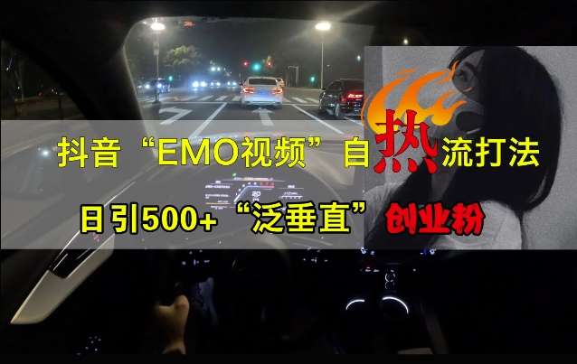 抖音EMO视频自热打法，日引500+“泛垂直”创业粉-可创副业网
