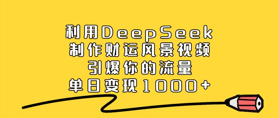 利用DeepSeek制作财运风景视频，引爆你的流量，单日变现1000+-可创副业网