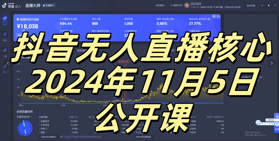 抖音无人直播核心公开课，咸鱼翻身小白可做带有睡后收入月入过万太简单【揭秘】-可创副业网