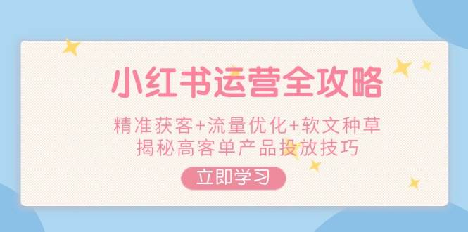 小红书运营全攻略，精准获客+流量优化+软文种草，揭秘高客单产品投放技巧-可创副业网