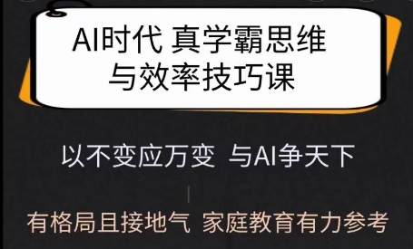 Ai时代真学霸思维与学习方法课，有格局且接地气，家庭教育有力参考-可创副业网