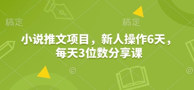 小说推文项目，新人操作6天，每天3位数分享课-可创副业网