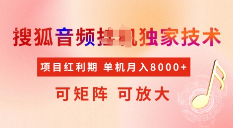 全网首发搜狐音频挂JI独家技术，项目红利期，可矩阵可放大，稳定月入8k【揭秘】-可创副业网