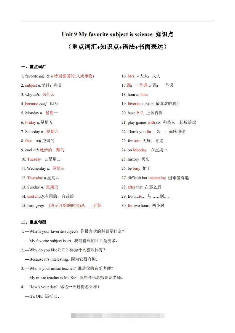 人教版英语七年级上Unit9Myfavoritesubjectisscience_-可创副业网
