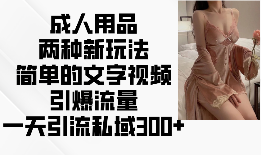 成人用品两种新玩法，简单的文字视频引爆流量，一天引流私域300+-可创副业网