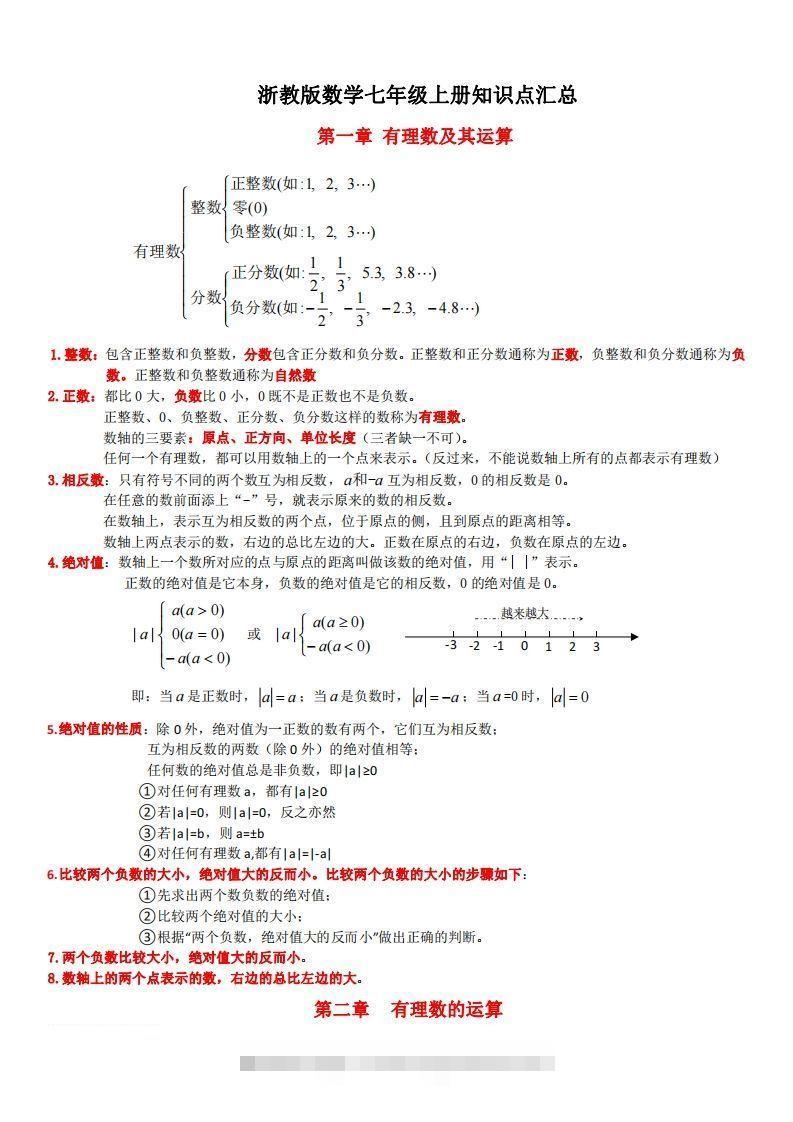 浙教版数学七年级上知识点总结(1)-可创副业网