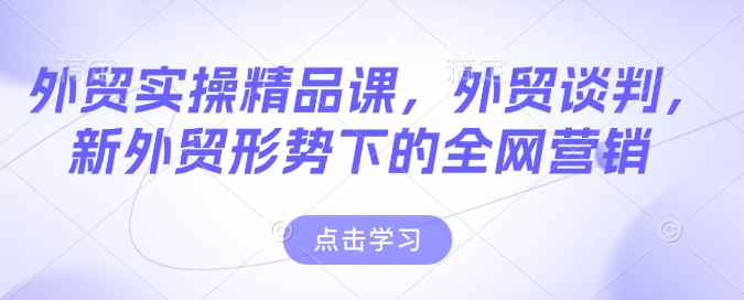 外贸实操精品课，外贸谈判，新外贸形势下的全网营销-可创副业网