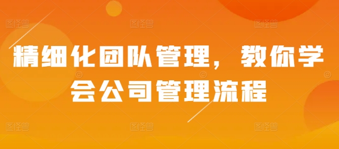 精细化团队管理，教你学会公司管理流程-可创副业网