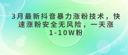 3月最新抖音暴力涨粉技术，快速涨粉安全无风险，一天涨1-10W粉-可创副业网