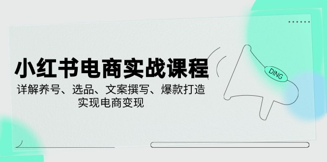 小红书电商实战课程，详解养号、选品、文案撰写、爆款打造，实现电商变现-可创副业网